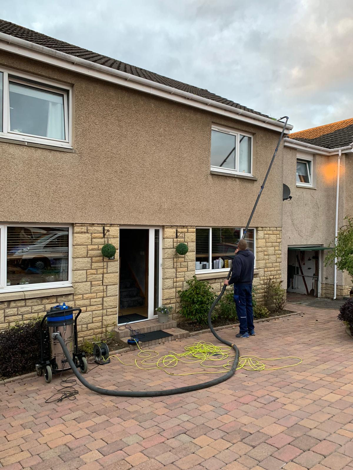 Exterior Cleaning Services Ltd sky vac in action cleaning gutters in Townhill